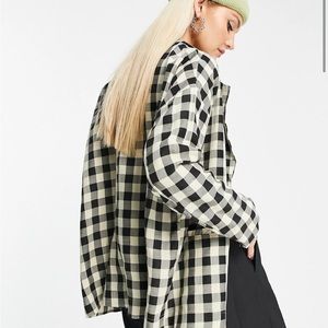 Oversized Checkered Beige & Black Blazer